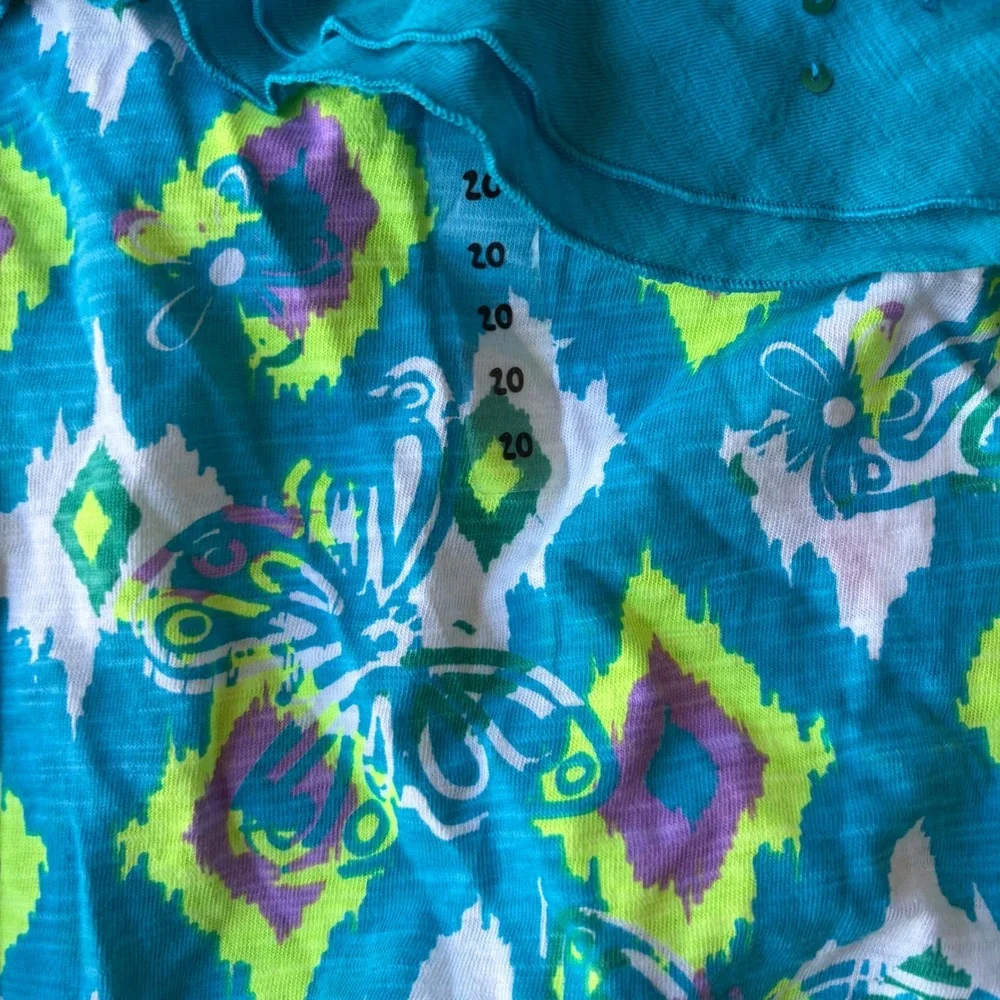 Justice Girls Turquoise Ikat Butterfly Sequin Ruffle‎ Halter Top Size 20 NWT